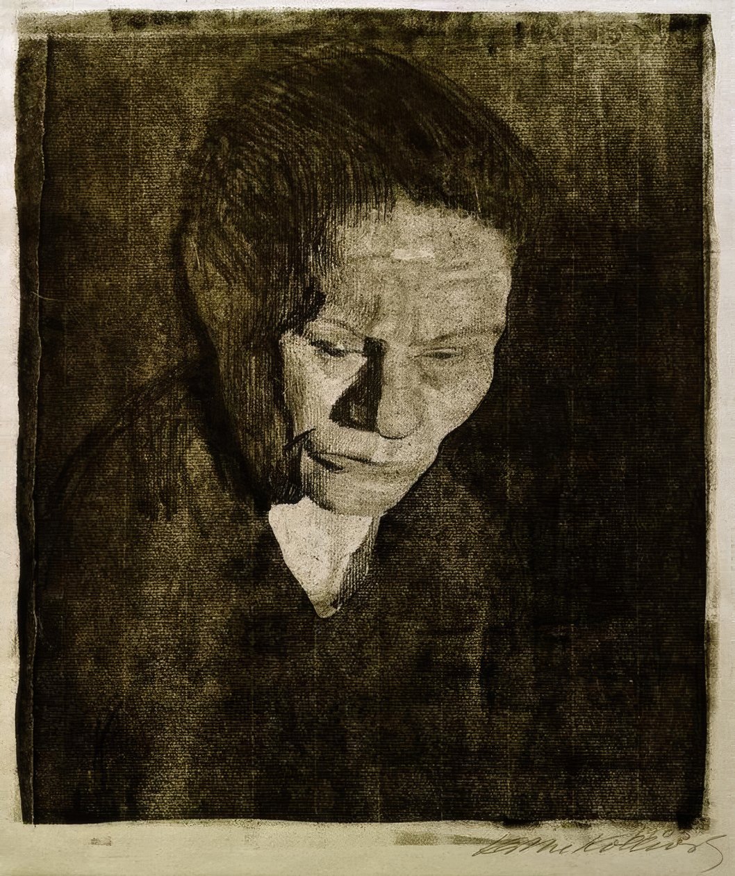 Cabeza de mujer inclinada de Käthe Kollwitz