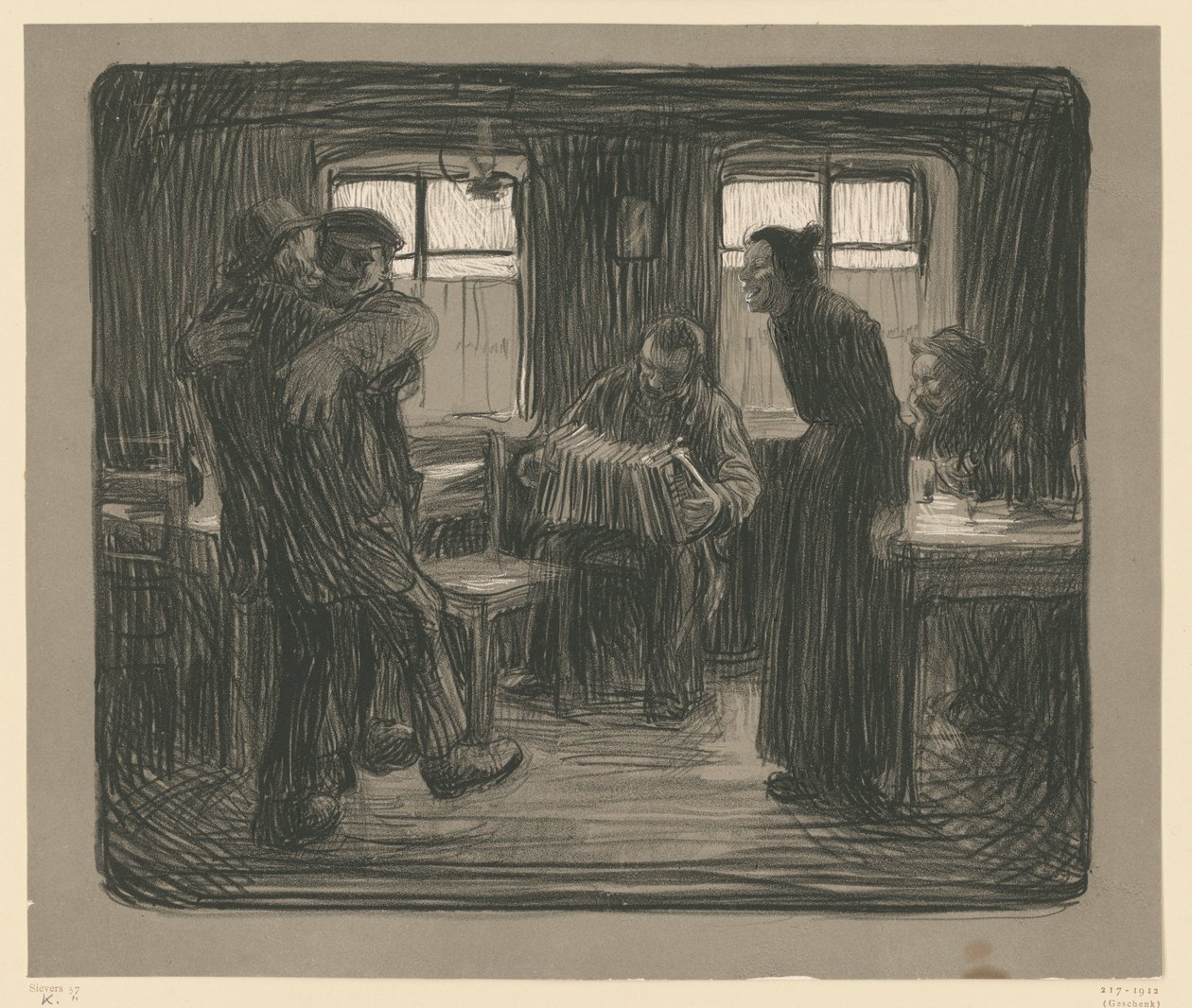 Taberna de Hamburgo (probablemente pieza única) de Käthe Kollwitz