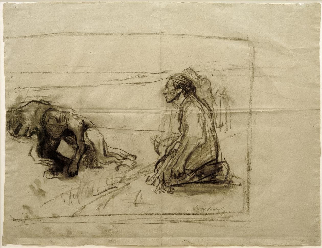 K.Kollwitz, Estudio para Arador (Arador con mujer arrodillada) de Käthe Kollwitz