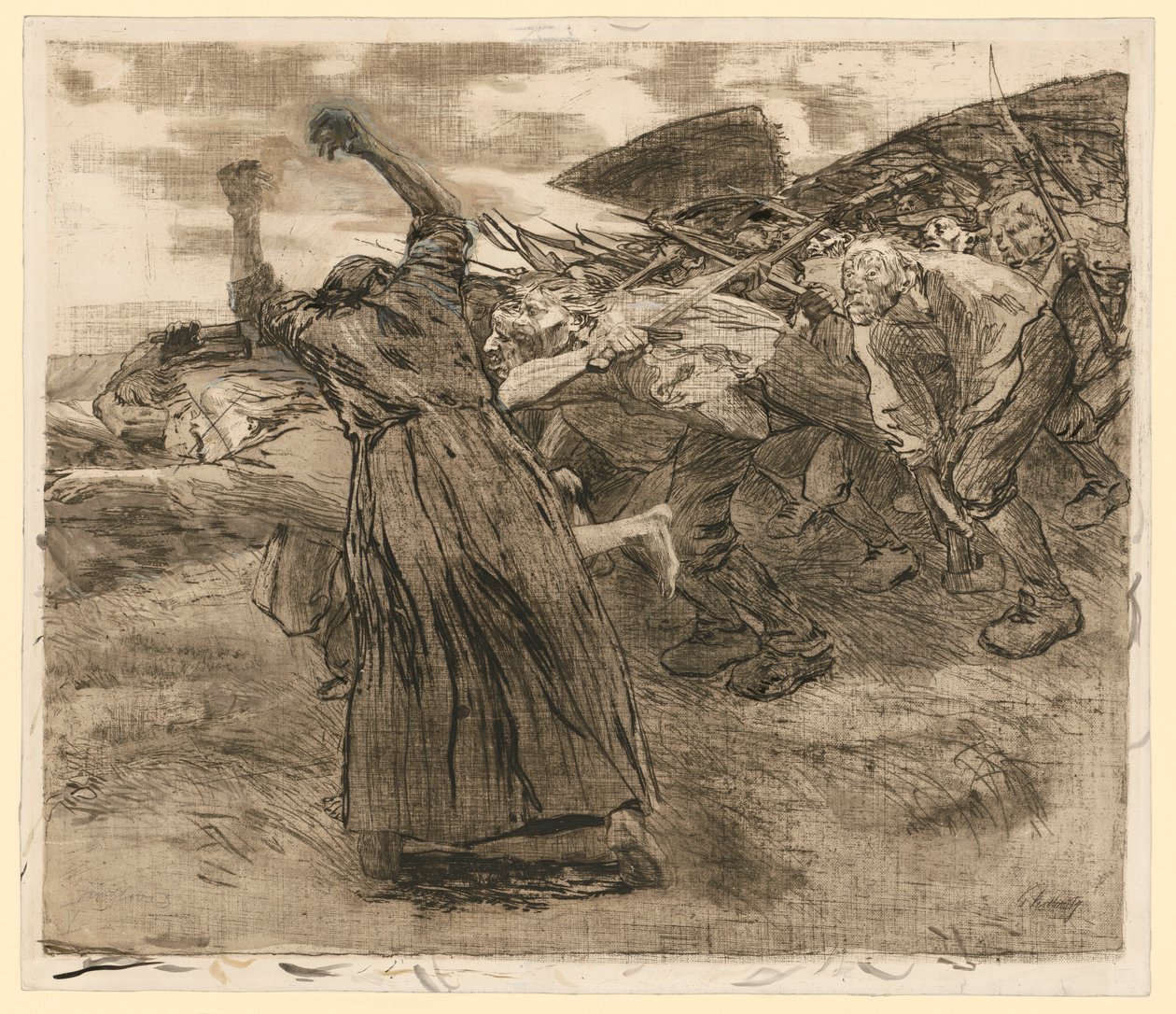 Hoja suelta (hoja 5 de «Bauernkrieg», 5.ª versión) de Käthe Kollwitz