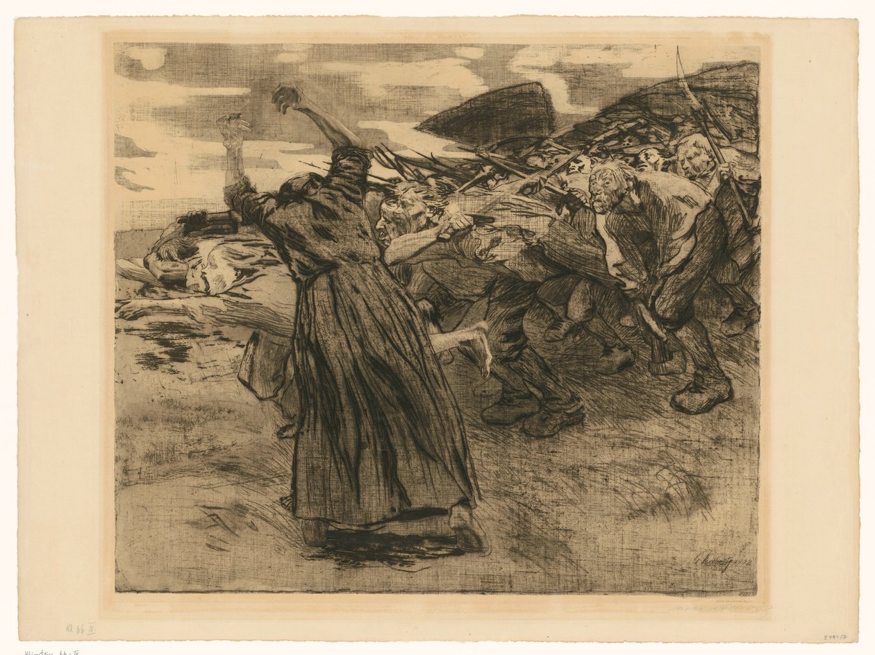 Hoja suelta (hoja 5 de «Bauernkrieg», 9.ª versión) de Käthe Kollwitz