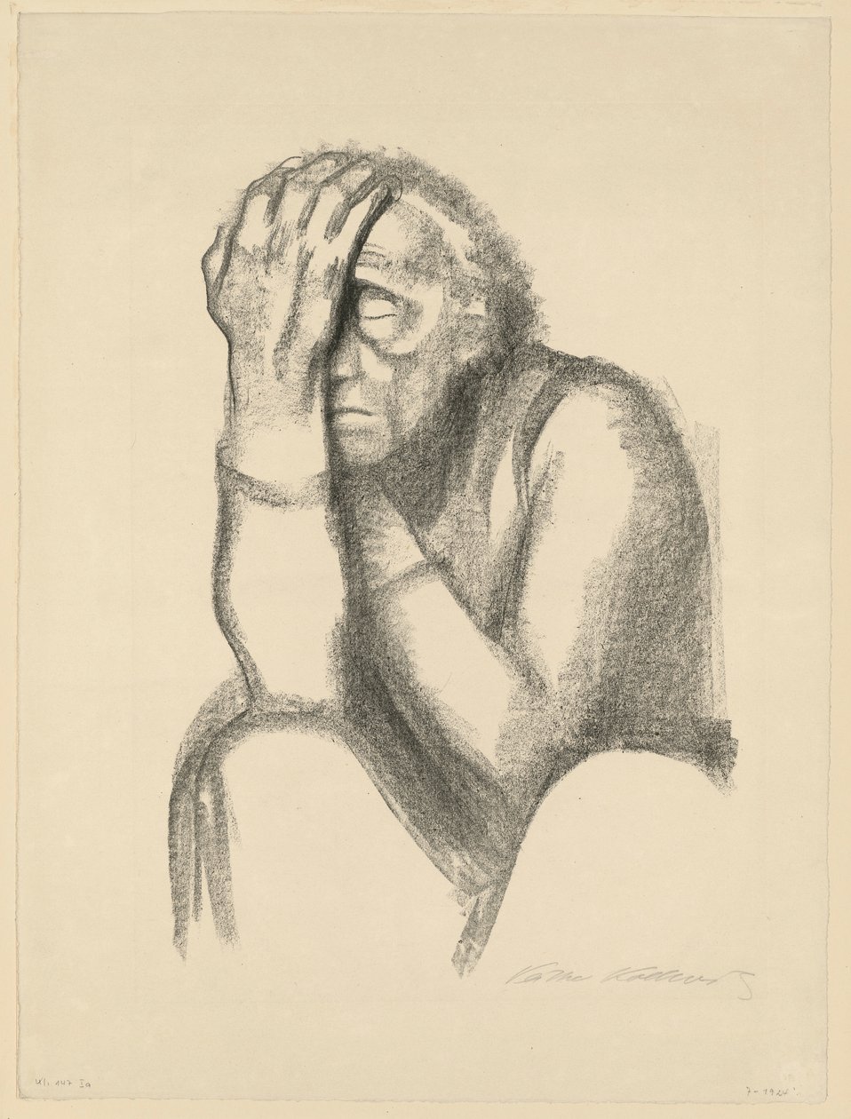 Mujer pensativa (Desesperación) (2.º estado) de Käthe Kollwitz