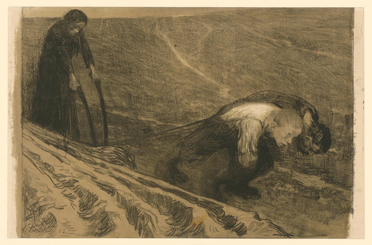 El labrador y su mujer (versión descartada de la lámina 1 de «La guerra de los campesinos», 1.ª versión) de Käthe Kollwitz