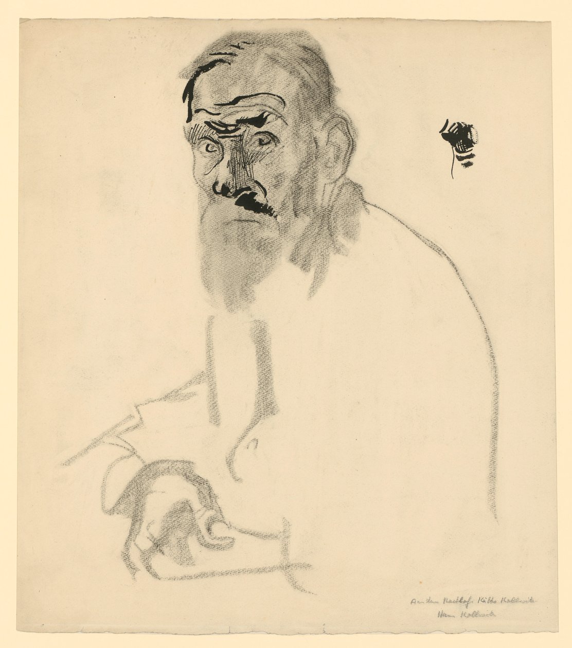 Estudio de retrato de un anciano sentado con barba de Käthe Kollwitz