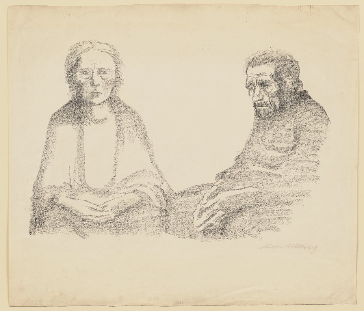 Segunda versión rechazada de la hoja 3 del ciclo «Guerra» de Käthe Kollwitz