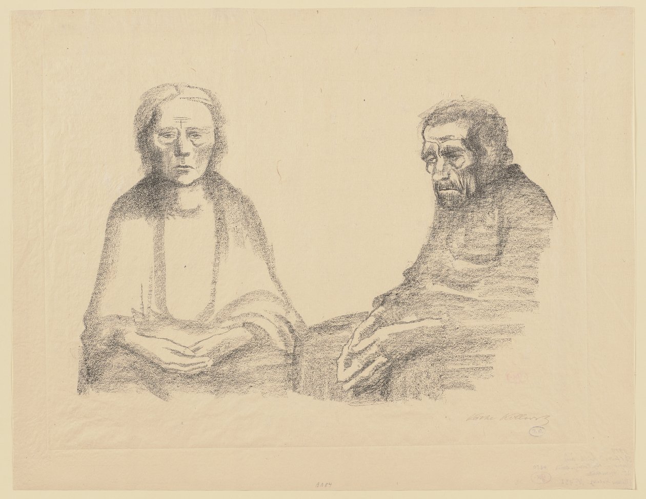 Segunda versión rechazada de la hoja 3 del ciclo «Guerra» de Käthe Kollwitz
