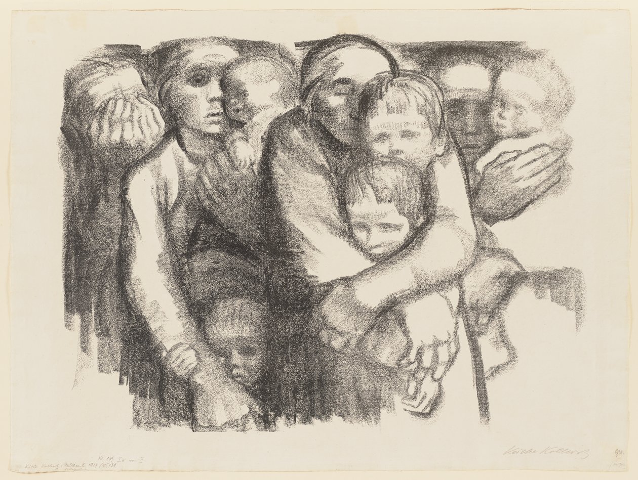 Segunda versión rechazada de la lámina 6 del ciclo «Guerra» de Käthe Kollwitz