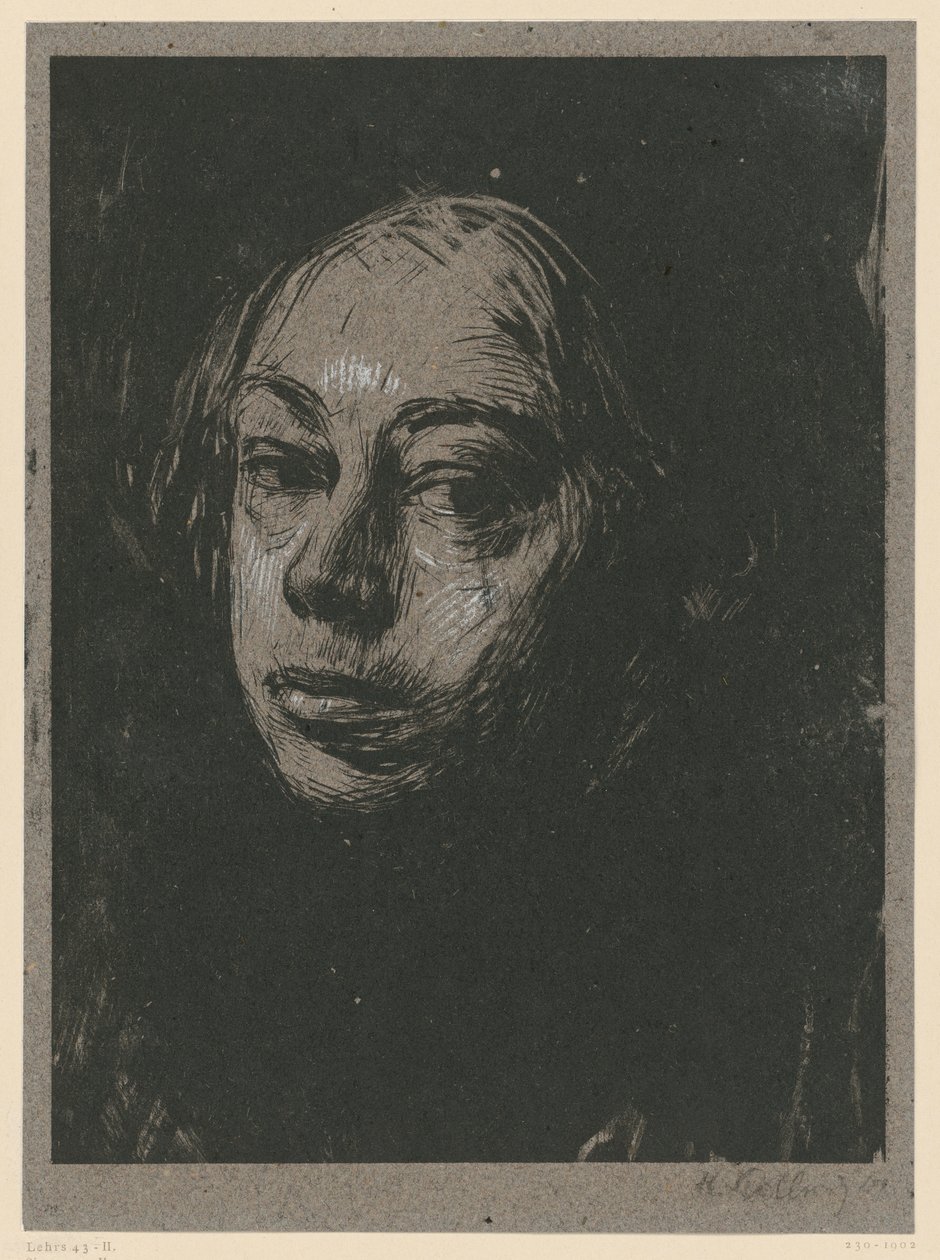 Autorretrato mirando a la izquierda (2.º estado) de Käthe Kollwitz