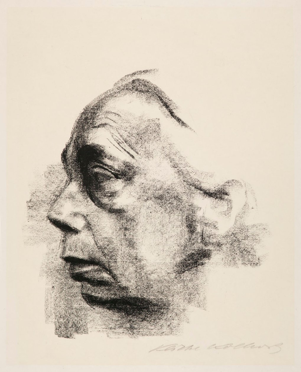 Autorretrato de perfil de Käthe Kollwitz