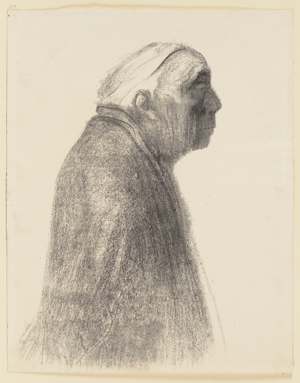 Autorretrato de perfil hacia la derecha de Käthe Kollwitz