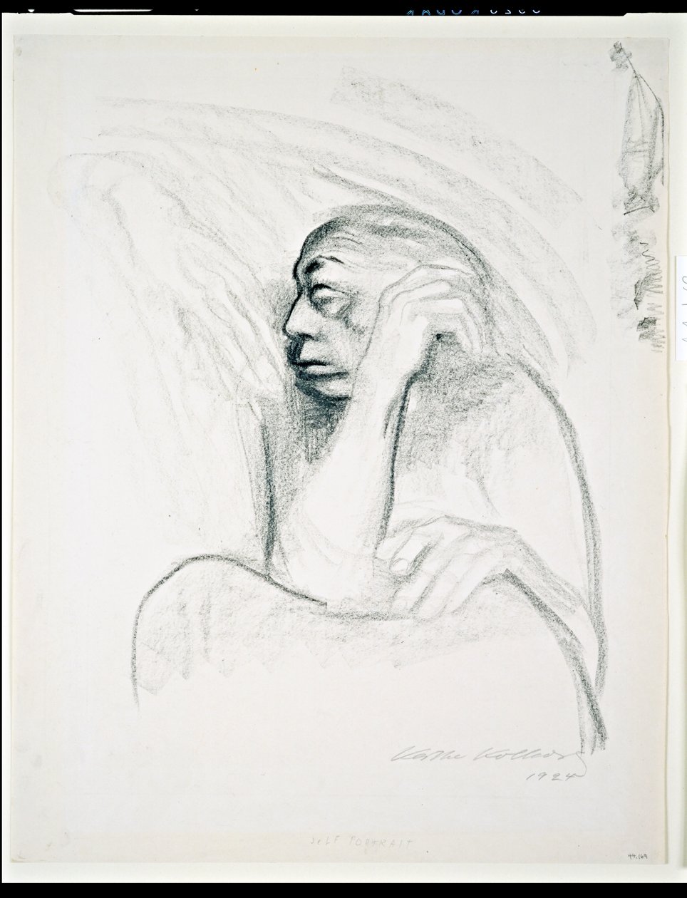 Autorretrato con la mano de la muerte, 1924 de Käthe Kollwitz