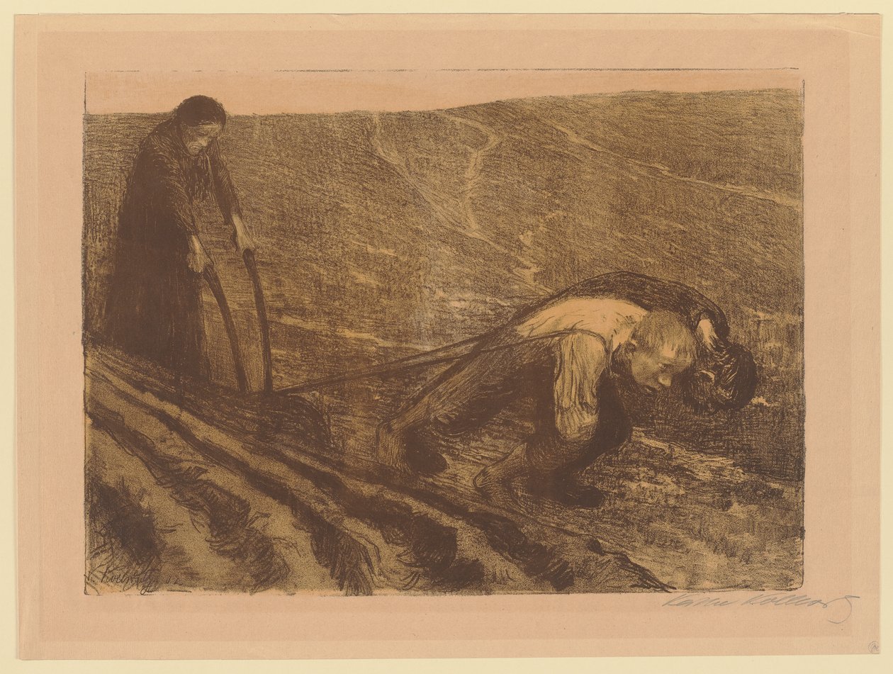 Segunda versión desechada de la primera lámina del ciclo «Guerra de los campesinos» de Käthe Kollwitz