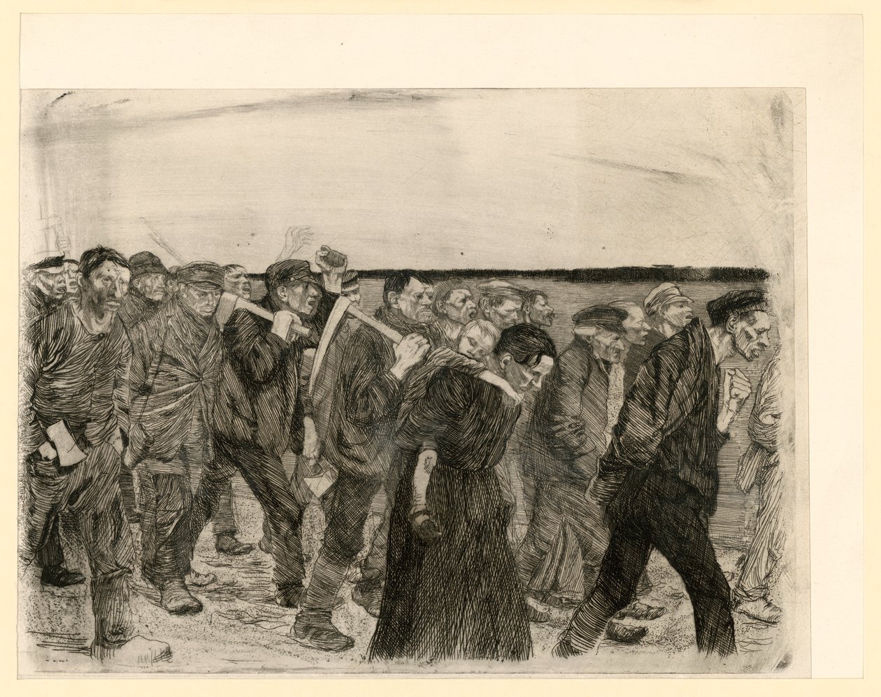 Caravana de tejedores (hoja 4 de «Ein Weberaufstand», 2.ª versión) de Käthe Kollwitz