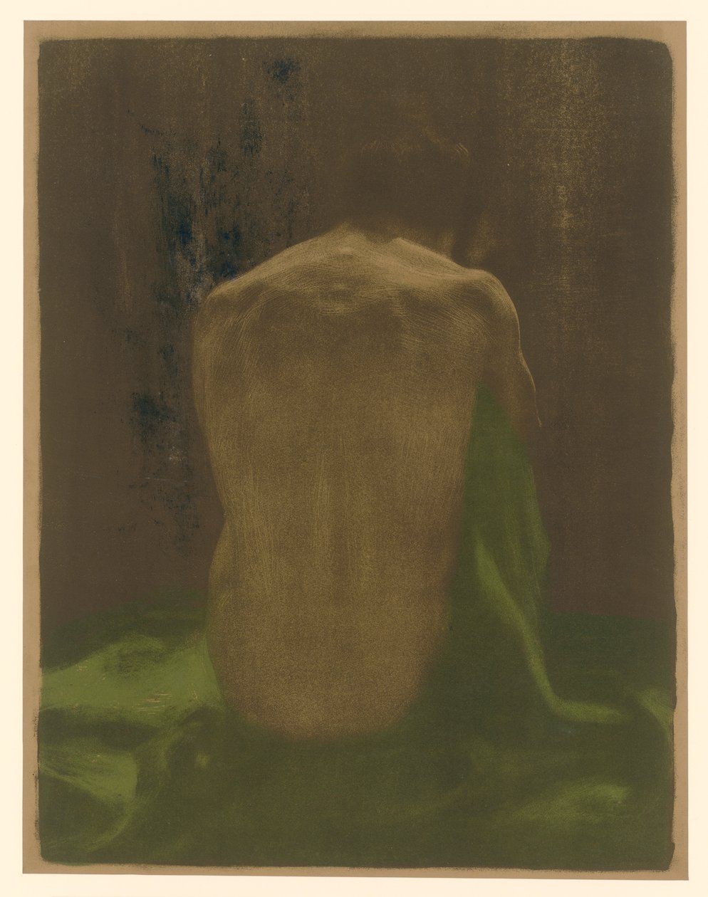 Desnudo femenino de espaldas sobre tela verde (2.º estado) de Käthe Kollwitz