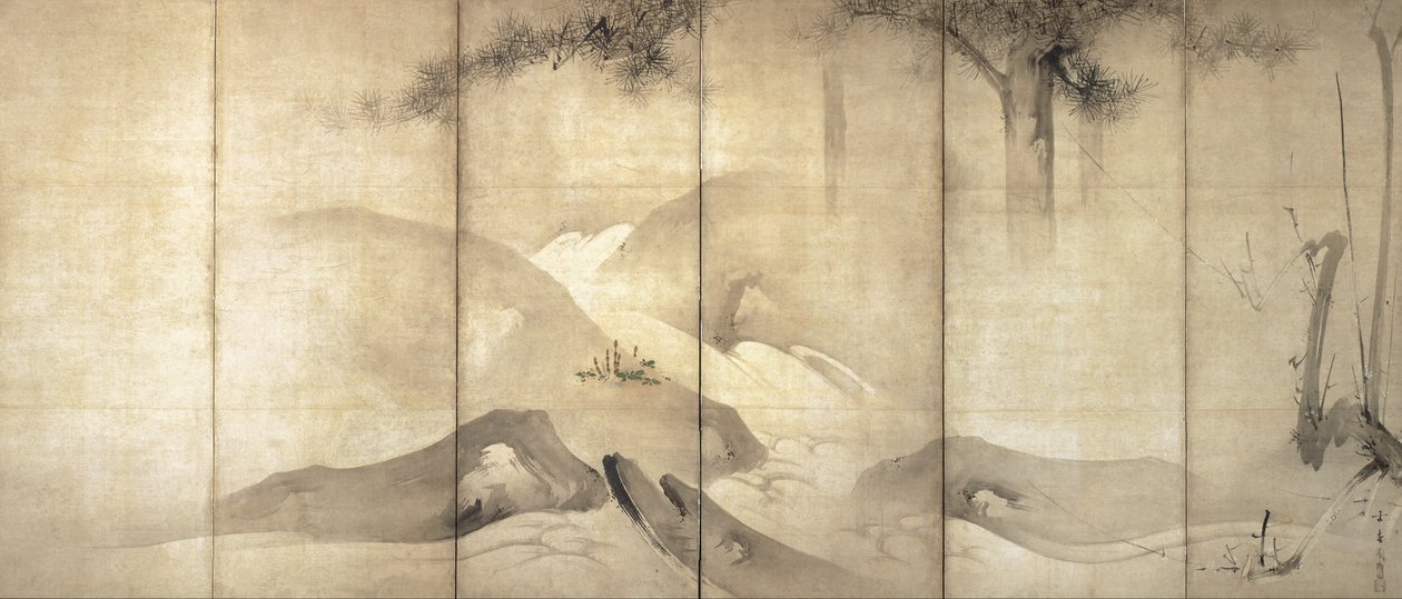 Pino y ciruelo a la luz de la luna de Kaiho Yusho