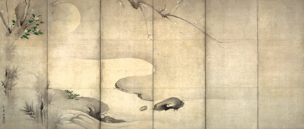 Pino y ciruelo a la luz de la luna de Kaiho Yusho