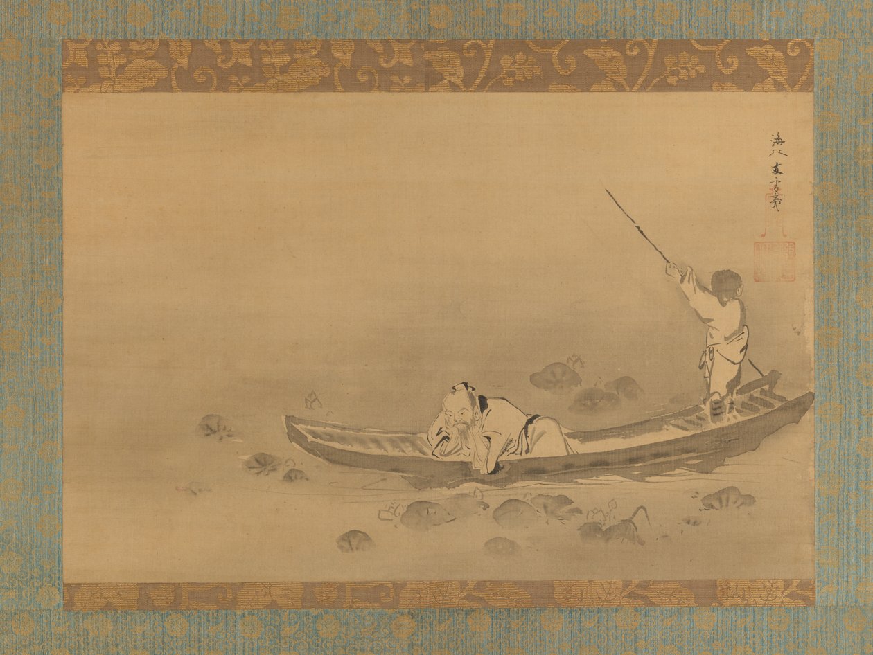 Zhou Maoshu admirando lotos, mediados del siglo XVII de Kaiho Yusetsu
