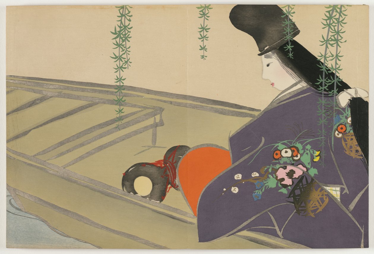 Flowers of a Hundred Worlds (Momoyogusa): Asazuma in Her Boat (Asazuma-bune) de Kamisaka Sekka
