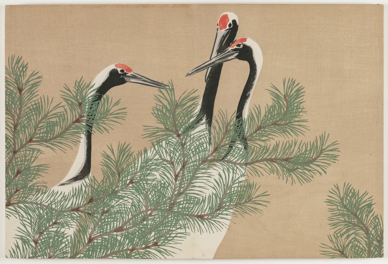 Flowers of a Hundred Worlds (Momoyogusa): Cranes (Tsuru) de Kamisaka Sekka