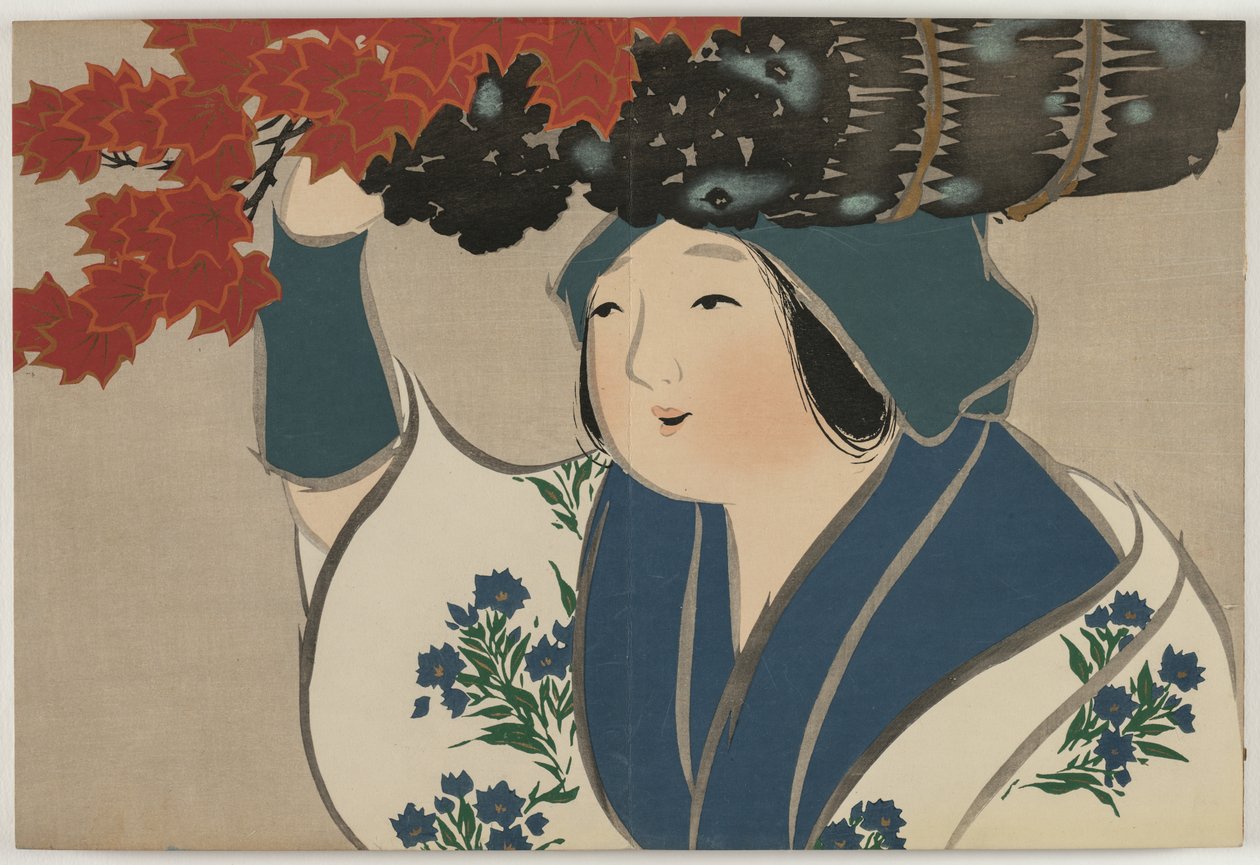 Flowers of a Hundred Worlds (Momoyogusa): Kindling Salesgirl  (Kurokiuri) de Kamisaka Sekka