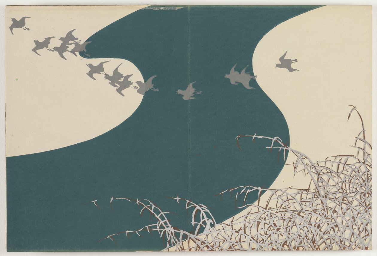 Flowers of a Hundred Worlds (Momoyogusa): River in Winter (Fuyu no kawa) de Kamisaka Sekka