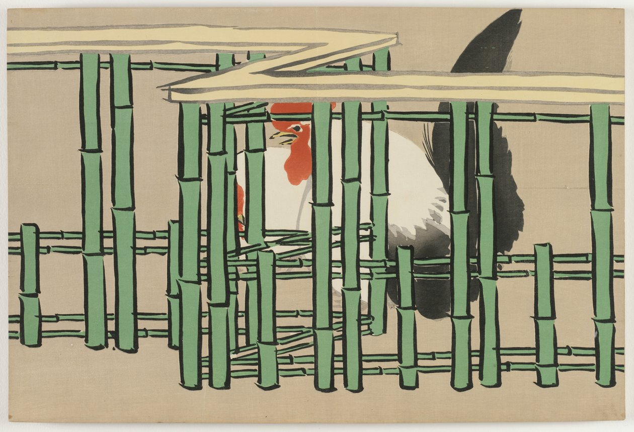 Flowers of a Hundred Worlds (Momoyogusa): Rooster (Chabo) de Kamisaka Sekka