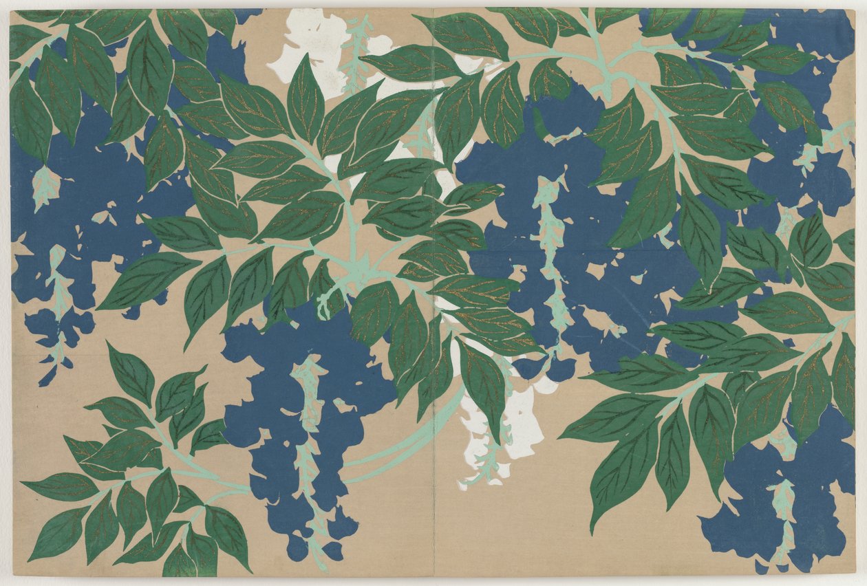 Flowers of a Hundred Worlds (Momoyogusa): Wisteria (Fuji) de Kamisaka Sekka