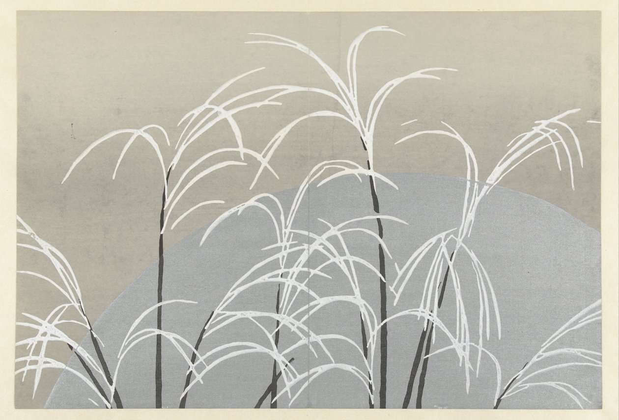 Luna y pastos Flores de cien mundos (título de la serie) Momoyogusa (título de la serie) de Kamisaka Sekka