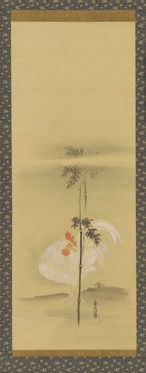 Gallo y bambú, período Edo de Kanô Yôboku Tsunenobu