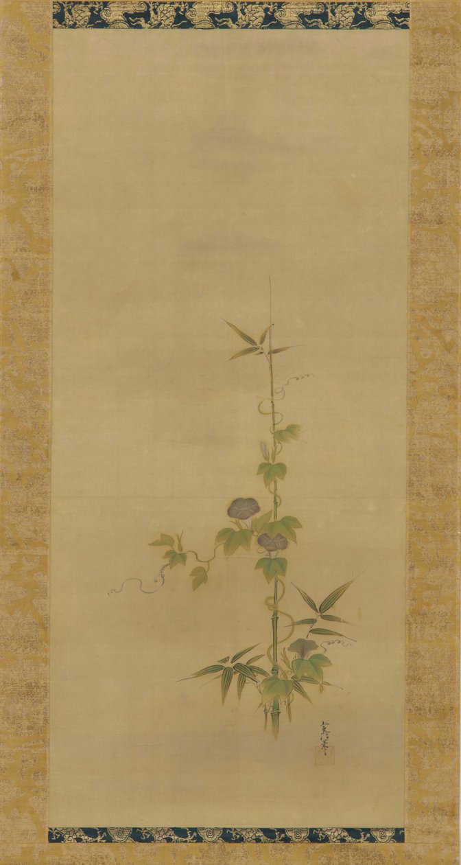 Gloria de la mañana y bambú, parte de un conjunto, período Edo, mediados del siglo XVII - principios del siglo XVIII de Kanô Yôboku Tsunenobu