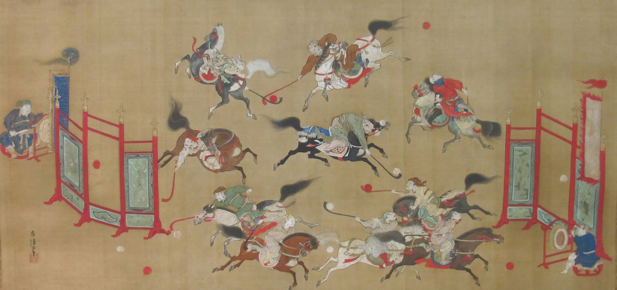 Tártaros jugando al polo, principios del siglo XVIII de Kano Eisen