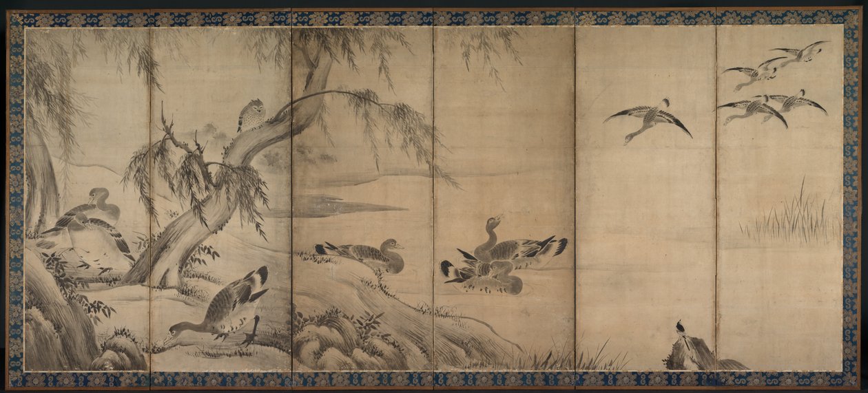 Gansos salvajes, finales del 1500-principios del 1600 de Kano Sanraku