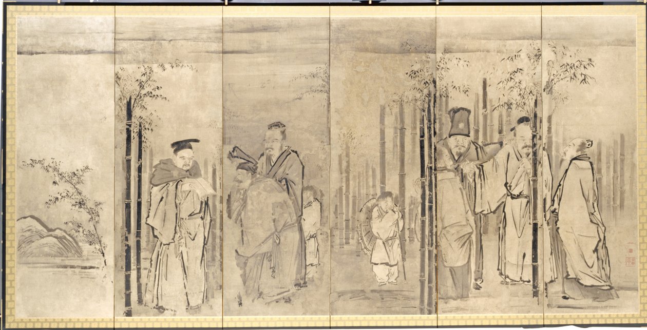 Siete sabios del bosque de bambú, 1600s de Kanō Tan’yū