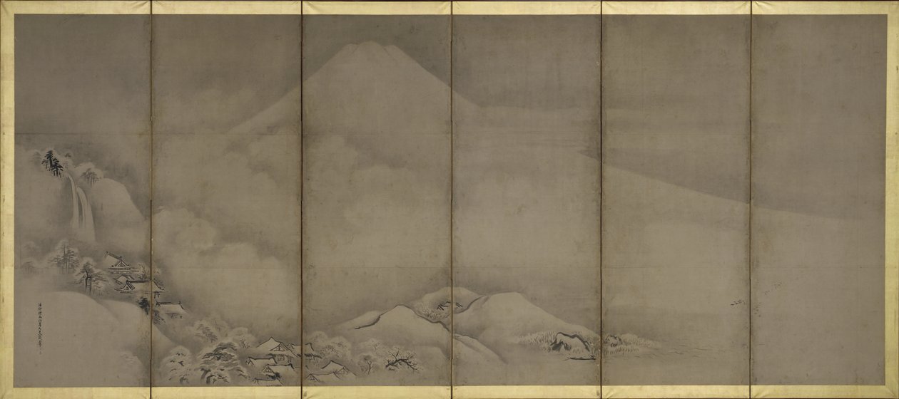 Monte Fuji y Punto Matsubara, Biombos de Kano Tanyu