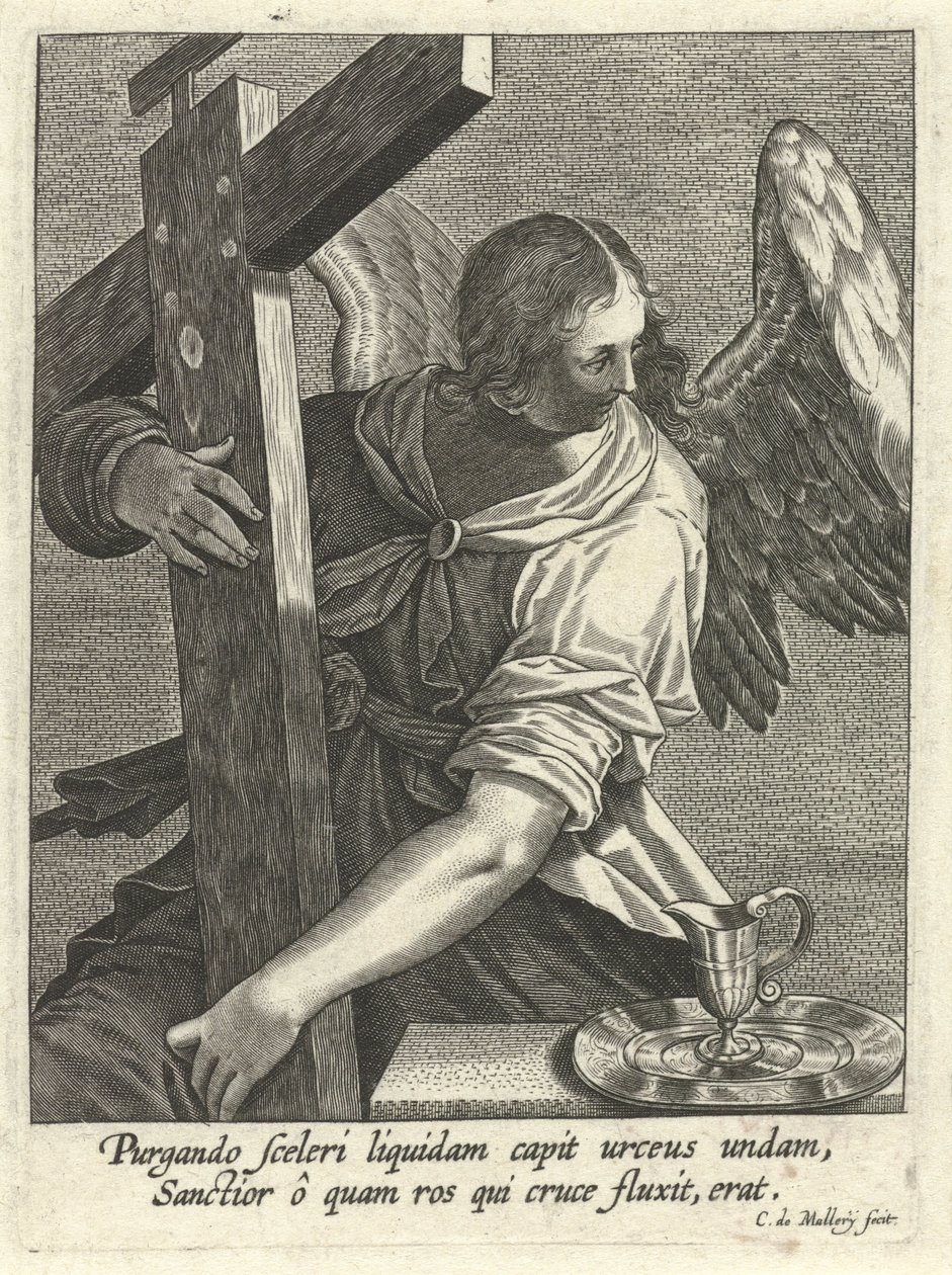Ángel con cruz y lavabo de Karel van Mallery