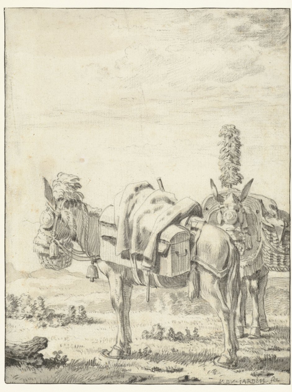 Dos mulas de Karel Du Jardin