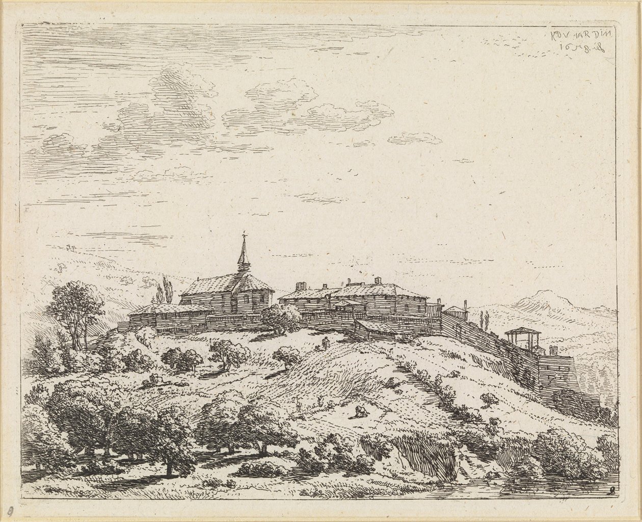 Pueblo sobre una colina de Karel Dujardin