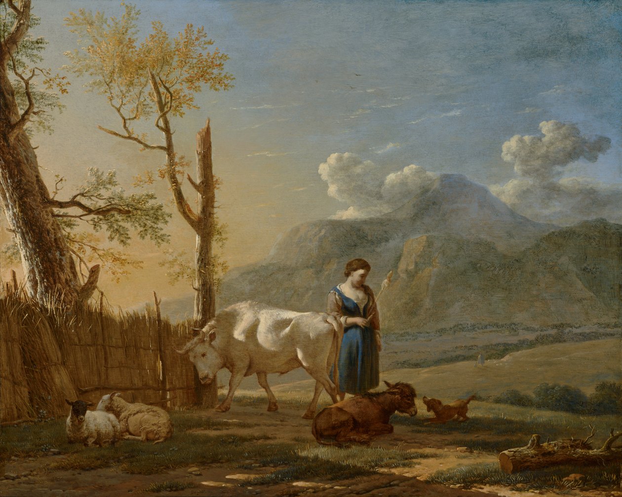 Paisaje con una pastora de Karel Dujardin