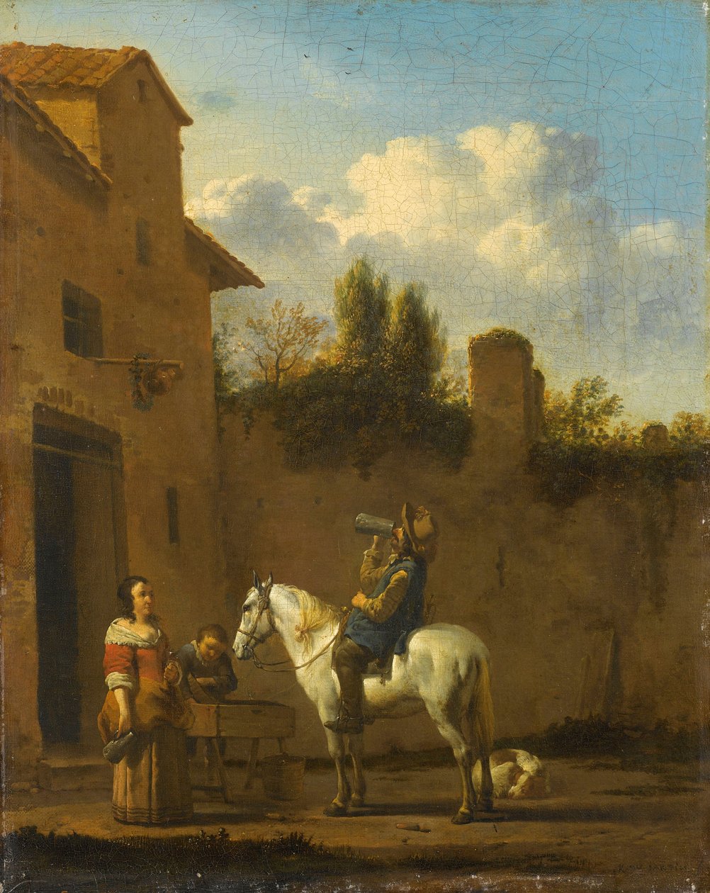 Trompetista montado bebiendo, 1650-60 de Karel Dujardin