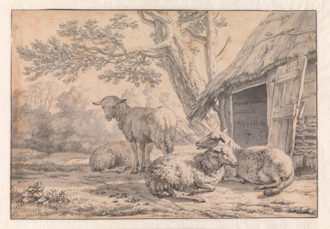Ovejas junto a un granero de Karel Dujardin