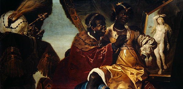 Hidaspes y Persina ante una pintura de Andrómeda de Karel van III Mander