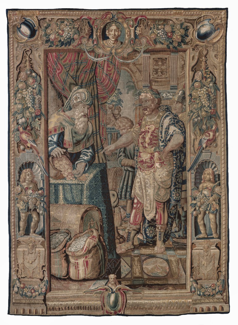 Antonio y Cleopatra (Antonio conquista Pelusium); tapiz, fecha desconocida (lana | lápiz) de Karel van II Mander