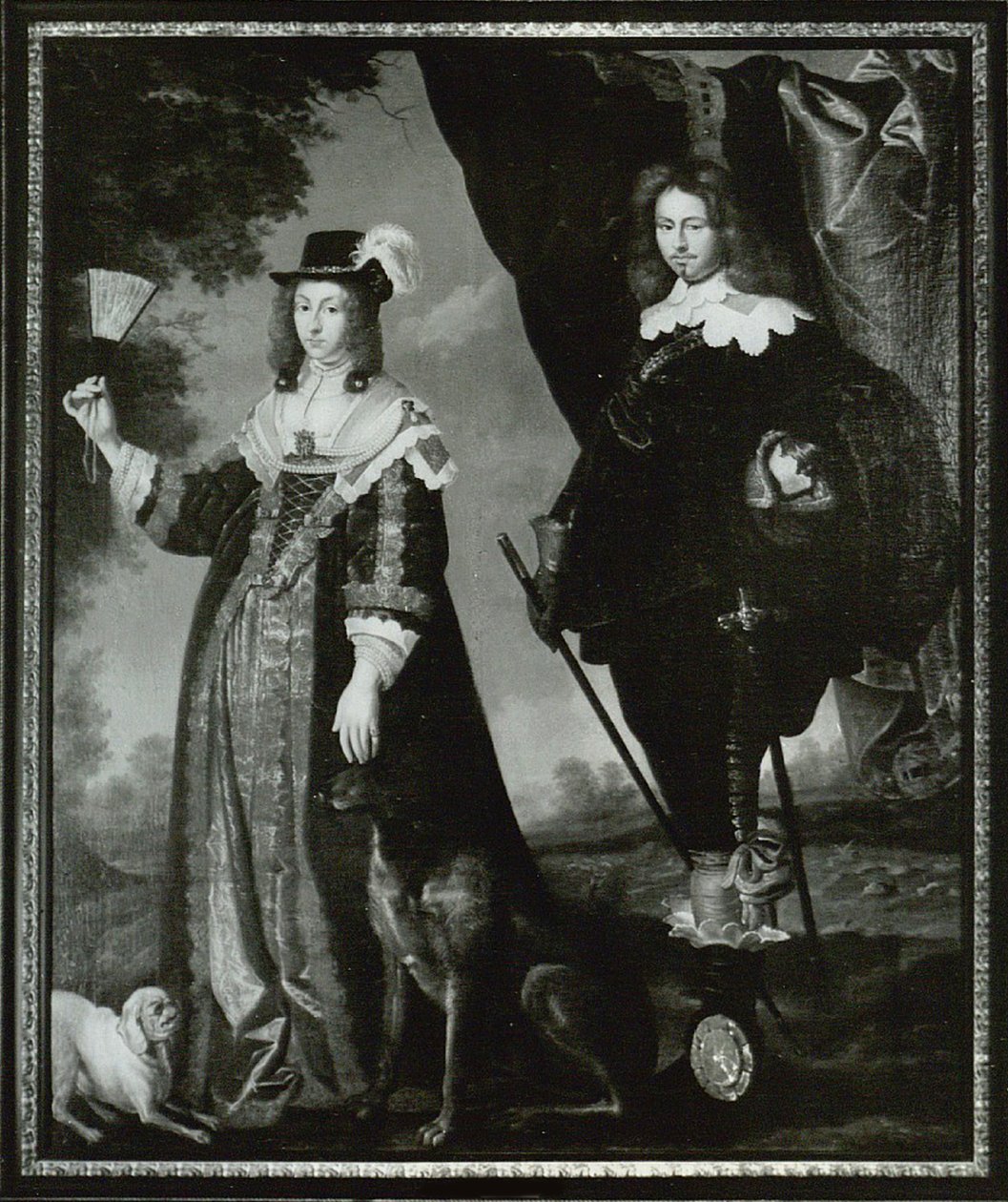 Leonora Christina, Condesa Ulfeldt 1621-1698 y Valdemar Christian de Schleswig-Holstein 1622-1656 de Karel van Mander III