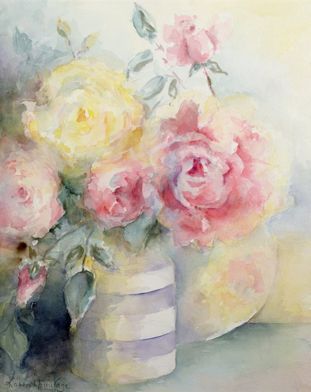 Rosas en una jarra de Cornualles de Karen Armitage