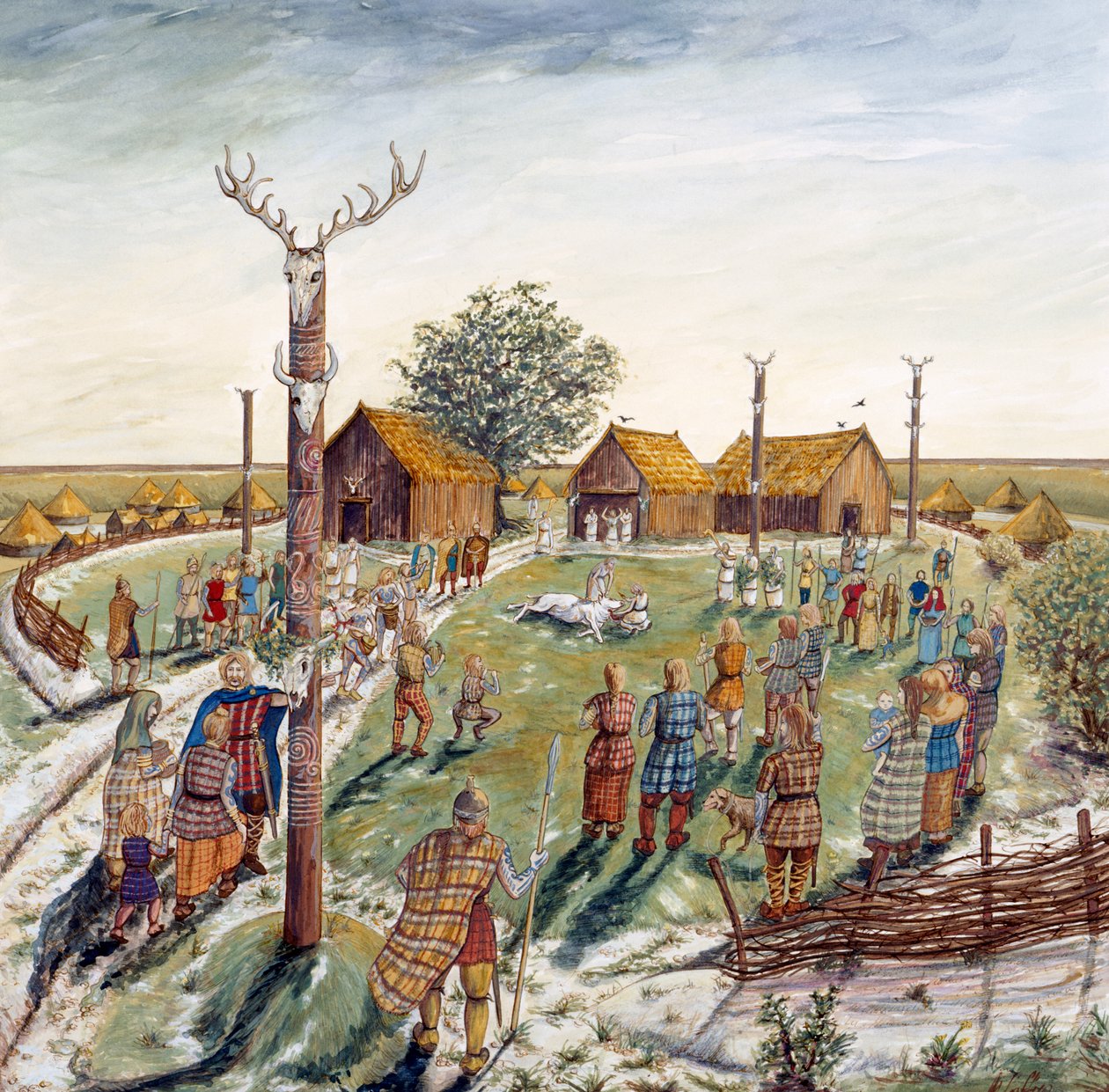 Fuerte de la colina Danebury, siglo II a.C., c. 1990-2010 de Karen Guffogg