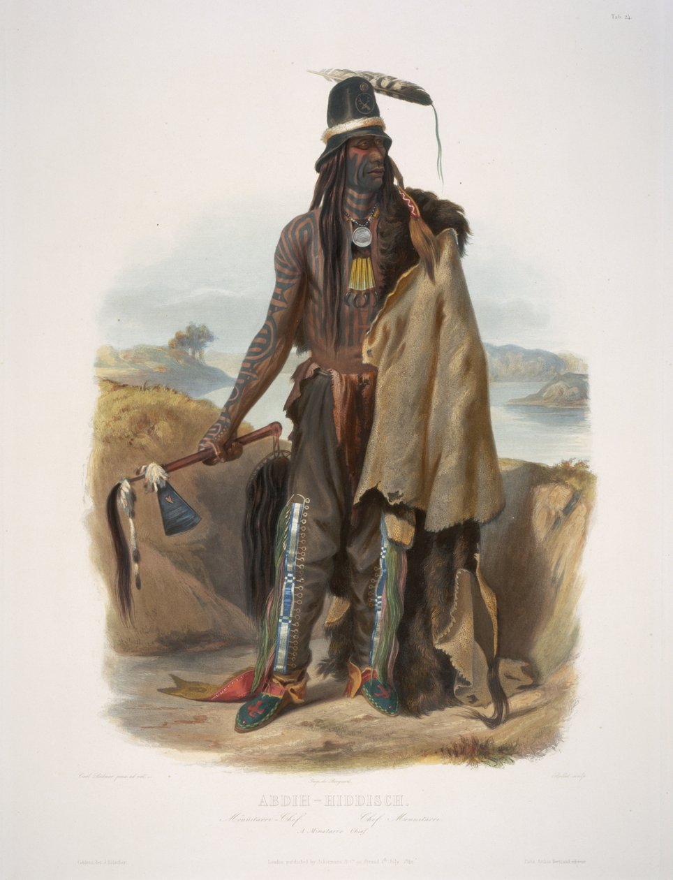 Abdih-Hiddisch. Un Jefe Minatarre de Karl Bodmer