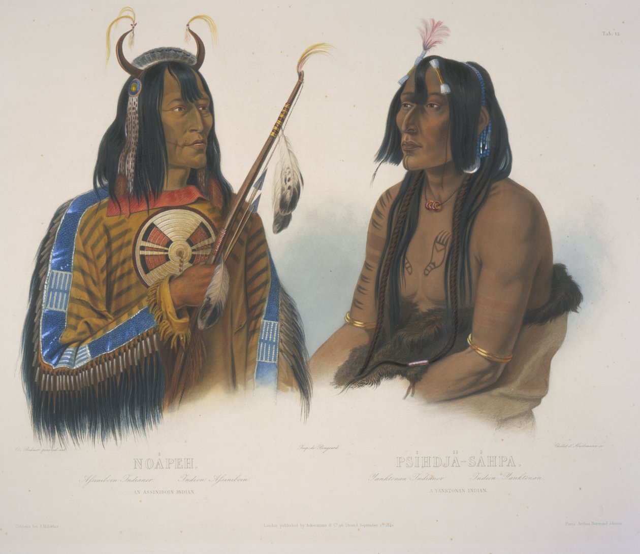 Un Indio Assiniboin y un Indio Yanktonan de Karl Bodmer