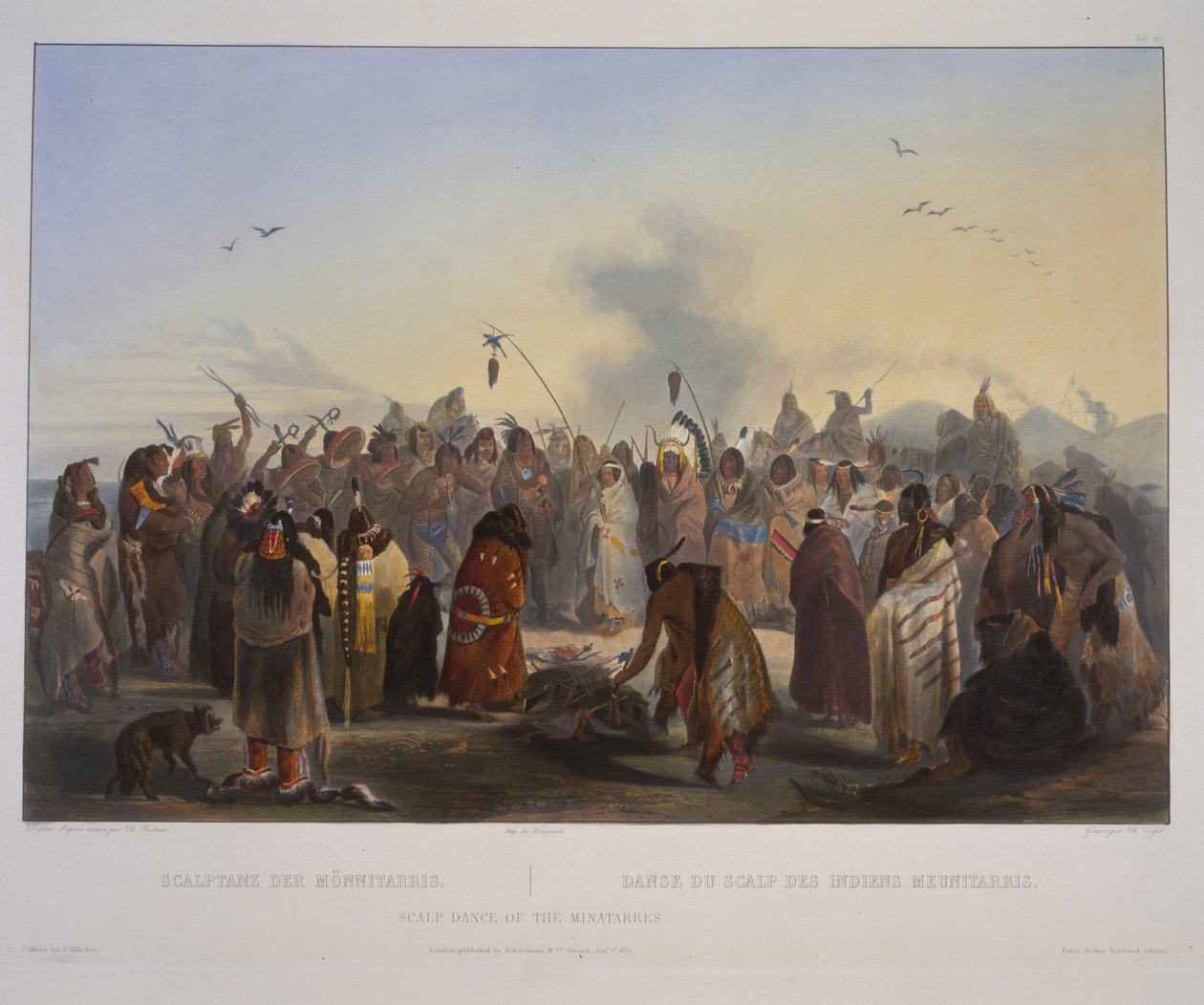 Danza del Cuero Cabelludo de los Minatarres de Karl Bodmer