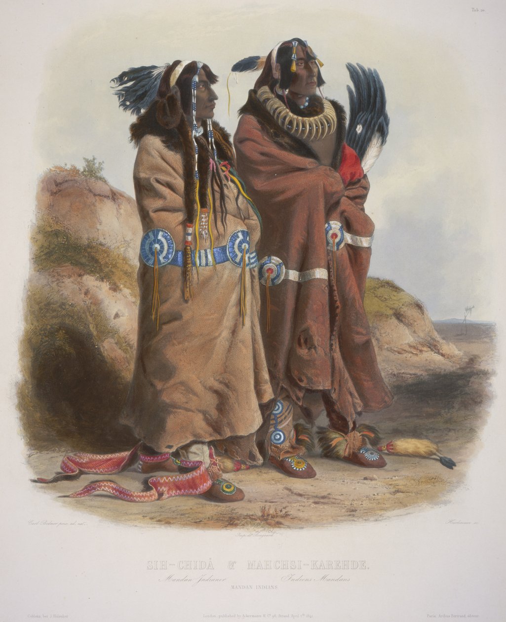 Sih-Chida y Mahchsi-Karehde, Indios Mandan de Karl Bodmer