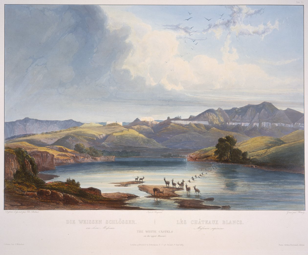 Los Castillos Blancos en el Alto Missouri de Karl Bodmer
